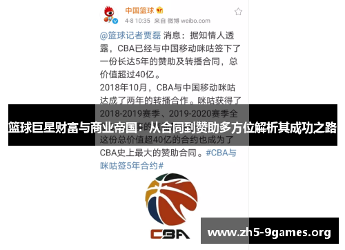 篮球巨星财富与商业帝国：从合同到赞助多方位解析其成功之路